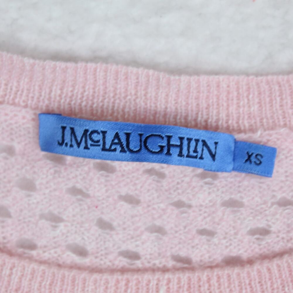 J McLaughlin Sweater Womens XS Cashmere Linen Pink Open Knit Lightweight - Picture 3 of 7